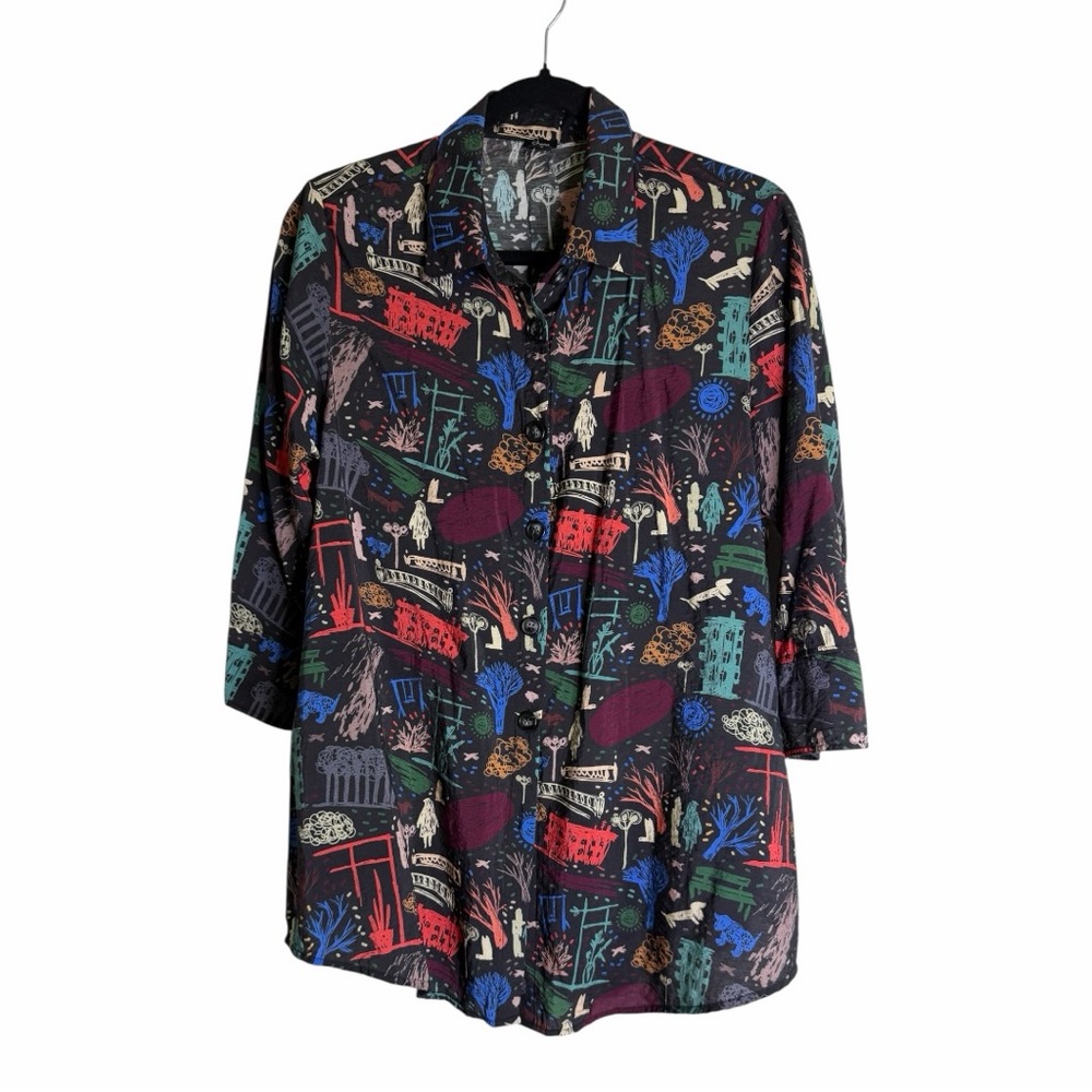 Shana Colorful Abstract Print Women's Top S